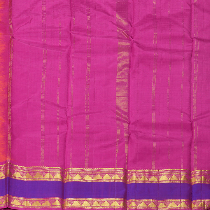 Hayagrivas Handloom Peach Pink Kanjivaram Silk Saree with Rani Pink Border KBF206E1-36