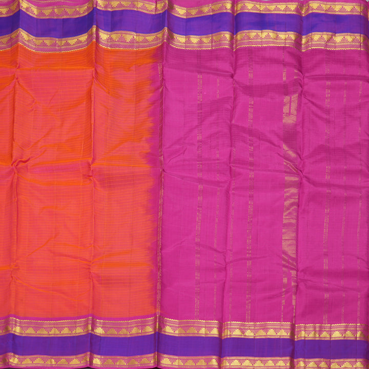 Hayagrivas Handloom Peach Pink Kanjivaram Silk Saree with Rani Pink Border KBF206E1-36