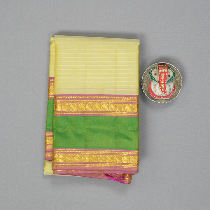 Hayagrivas Handloom Pale Yellow Kanjivaram Silk Saree KBF206E1-38