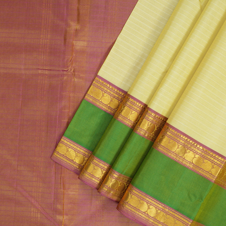 Hayagrivas Handloom Pale Yellow Kanjivaram Silk Saree KBF206E1-38