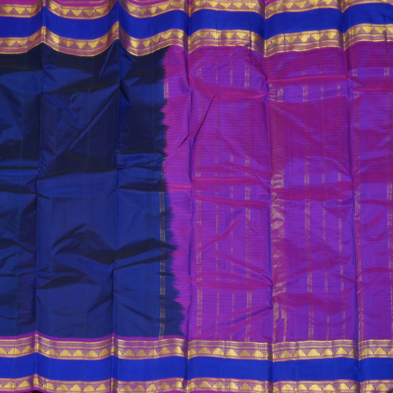 Hayagrivas Handloom Peacock Blue Kanjivaram Silk Saree KBF206E1-4