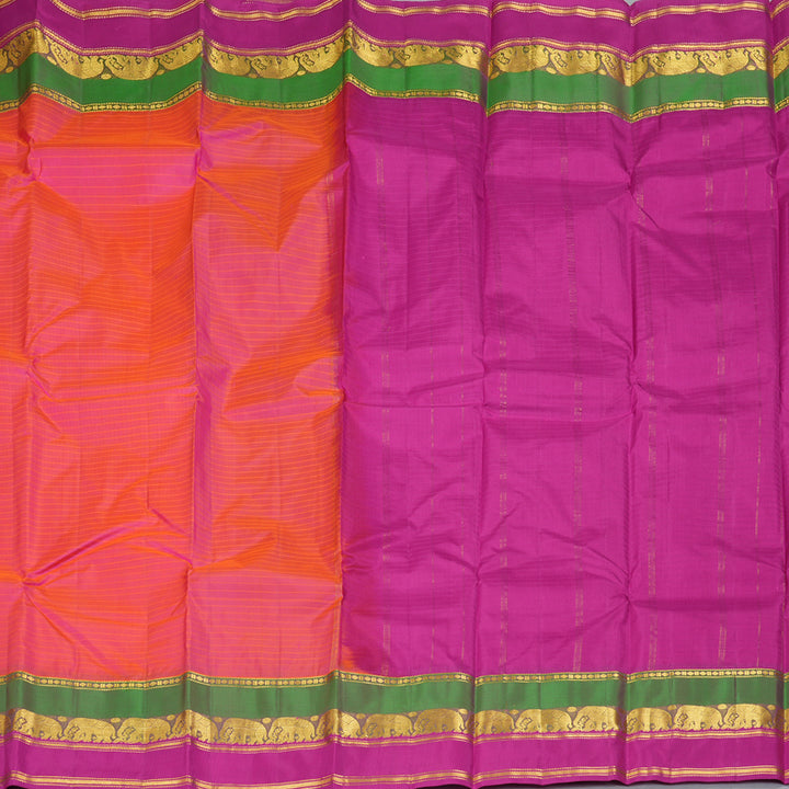 Hayagrivas Handloom Orangish-Pink Kanjivaram Silk Saree KBF206E1-46