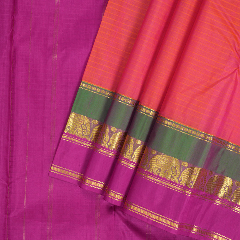 Hayagrivas Handloom Orangish-Pink Kanjivaram Silk Saree KBF206E1-46