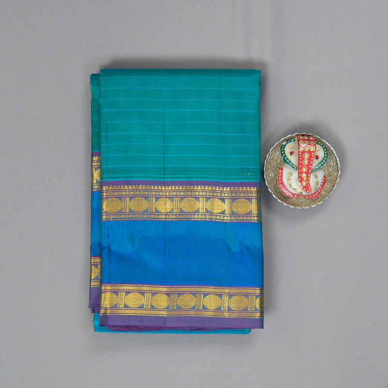 Hayagrivas Handloom Teal Green Kanjivaram Silk Saree KBF206E1-48