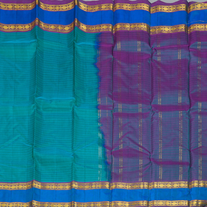 Hayagrivas Handloom Teal Green Kanjivaram Silk Saree KBF206E1-48