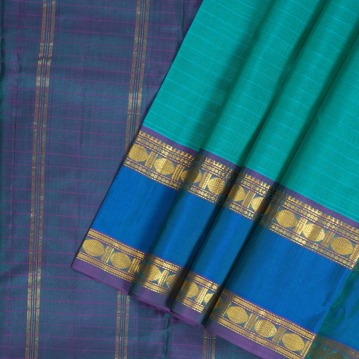 Hayagrivas Handloom Teal Green Kanjivaram Silk Saree KBF206E1-48