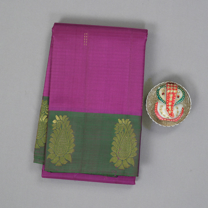 Hayagrivas Handloom Purple Kanjivaram Silk Saree with Manthalir Green Border KBF196E1-5