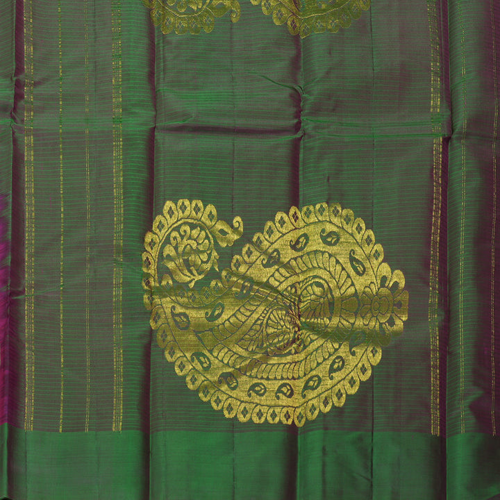 Hayagrivas Handloom Purple Kanjivaram Silk Saree with Manthalir Green Border KBF196E1-5