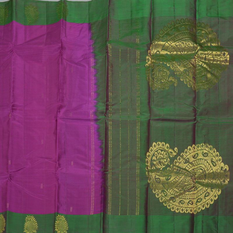 Hayagrivas Handloom Purple Kanjivaram Silk Saree with Manthalir Green Border KBF196E1-5
