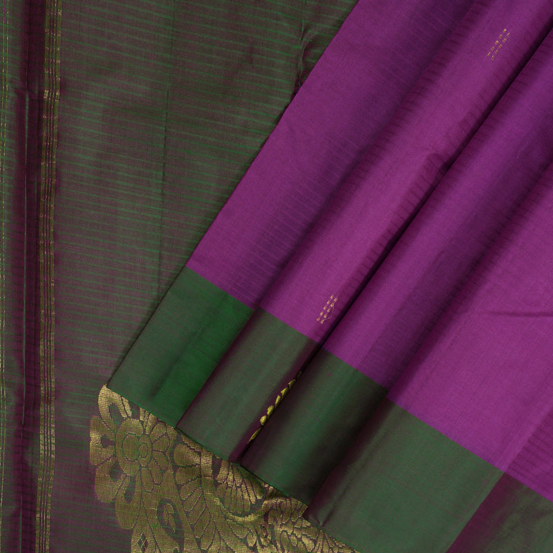 Hayagrivas Handloom Purple Kanjivaram Silk Saree with Manthalir Green Border KBF196E1-5