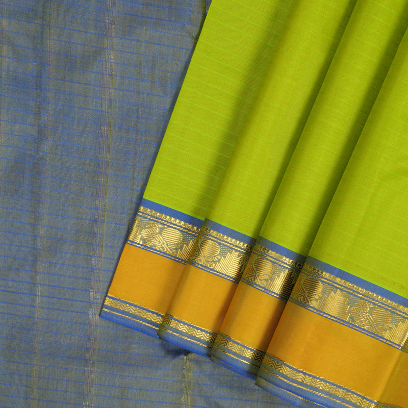 Hayagrivas Handloom Lime Green Kanjivaram Silk Saree KBF206E1-5