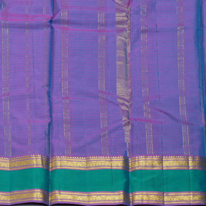 Hayagrivas Handloom Aqua Blue Kanjivaram Silk Saree with Purple Border KBF206E1-50