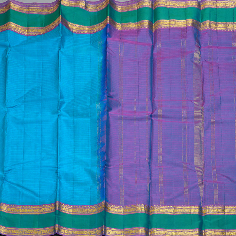 Hayagrivas Handloom Aqua Blue Kanjivaram Silk Saree with Purple Border KBF206E1-50