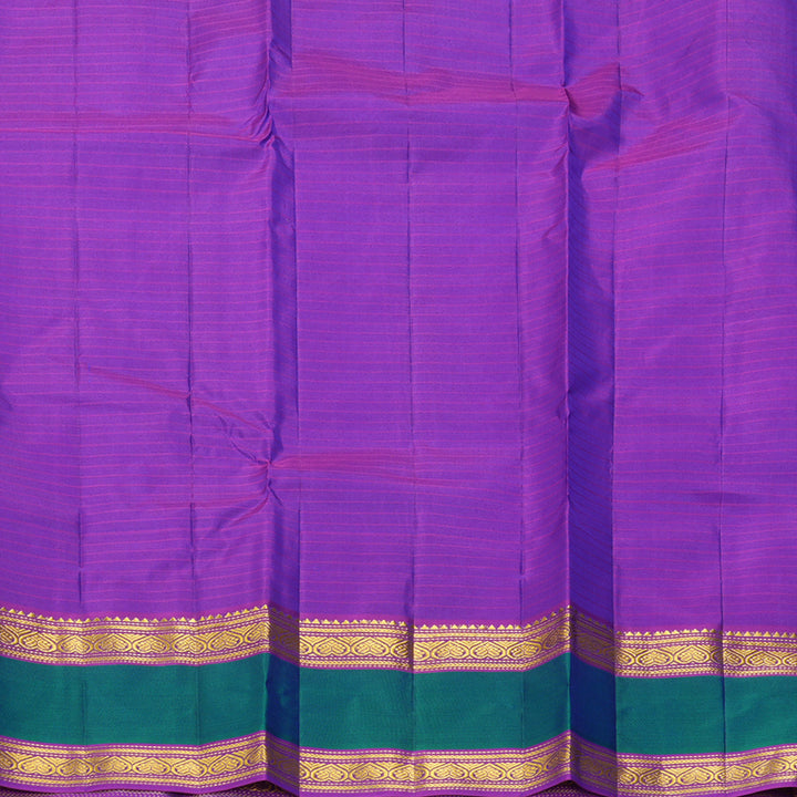 Hayagrivas Handloom MS Blue Kanjivaram Silk Saree with Purple Border KBF206E1-51