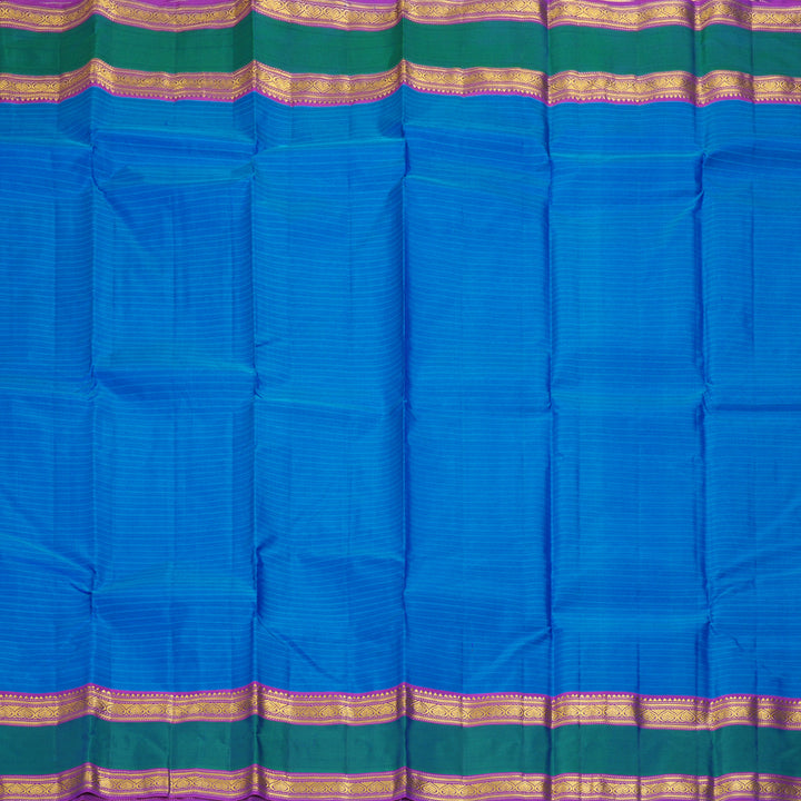 Hayagrivas Handloom MS Blue Kanjivaram Silk Saree with Purple Border KBF206E1-51