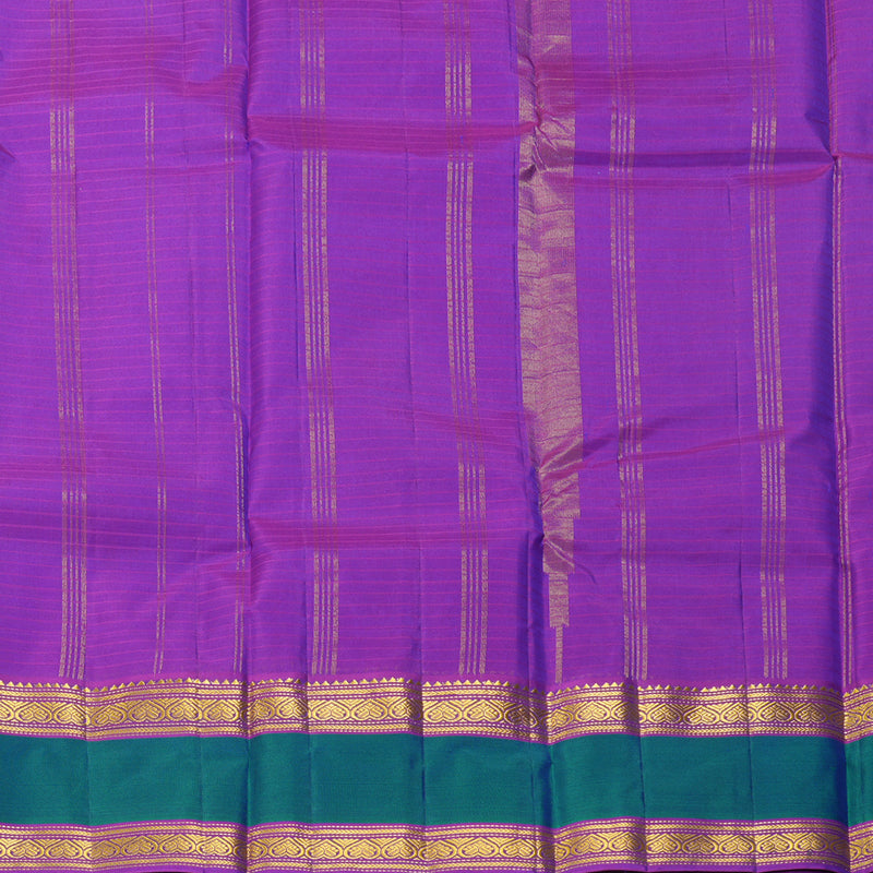 Hayagrivas Handloom MS Blue Kanjivaram Silk Saree with Purple Border KBF206E1-51