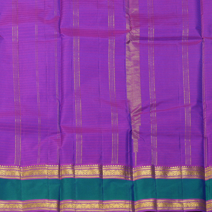 Hayagrivas Handloom MS Blue Kanjivaram Silk Saree with Purple Border KBF206E1-51