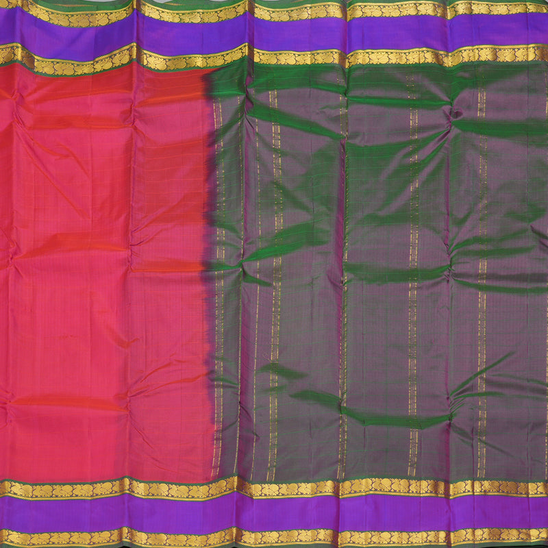 Hayagrivas Handloom Rani Pink Kanjivaram Silk Saree with Purple Border KBF206E1-52