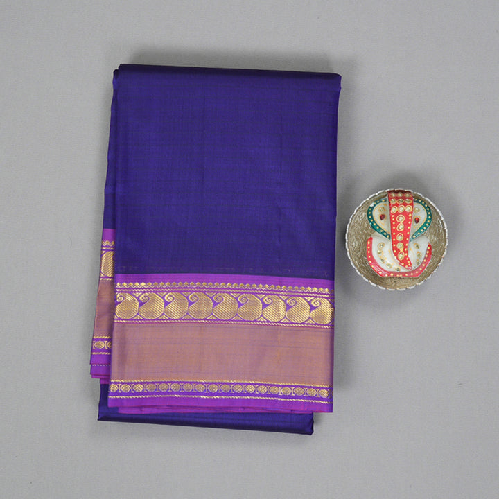 Hayagrivas Handloom Royal Blue Kanjivaram Silk Saree with Voilet Border KBF206E1-54