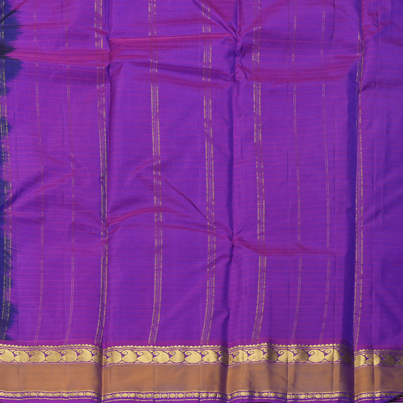 Hayagrivas Handloom Royal Blue Kanjivaram Silk Saree with Voilet Border KBF206E1-54