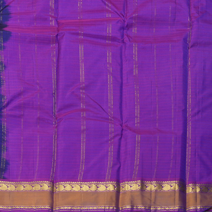 Hayagrivas Handloom Royal Blue Kanjivaram Silk Saree with Voilet Border KBF206E1-54