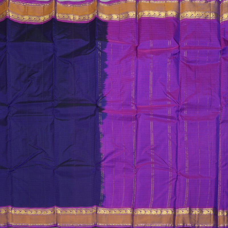 Hayagrivas Handloom Royal Blue Kanjivaram Silk Saree with Voilet Border KBF206E1-54