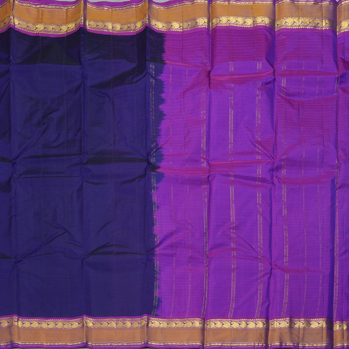 Hayagrivas Handloom Royal Blue Kanjivaram Silk Saree with Voilet Border KBF206E1-54
