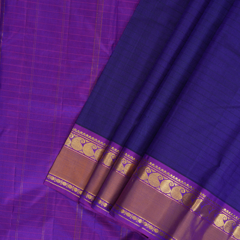 Hayagrivas Handloom Royal Blue Kanjivaram Silk Saree with Voilet Border KBF206E1-54