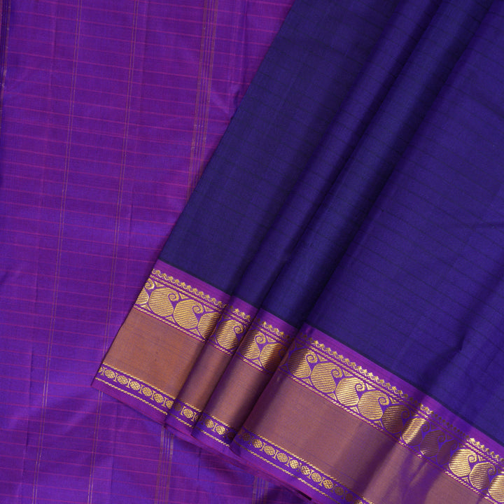 Hayagrivas Handloom Royal Blue Kanjivaram Silk Saree with Voilet Border KBF206E1-54