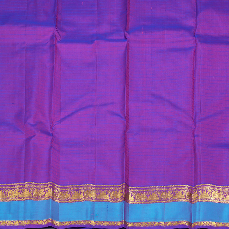 Hayagrivas Handloom Orangish-Pink Kanjivaram Silk Saree with Purple Border KBF206E1-57