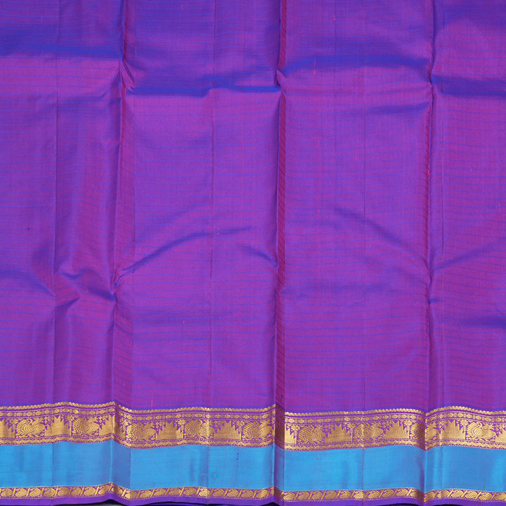 Hayagrivas Handloom Orangish-Pink Kanjivaram Silk Saree with Purple Border KBF206E1-57