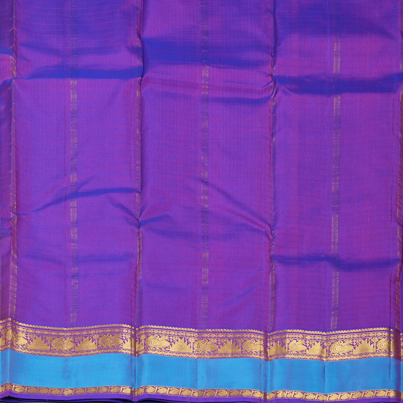 Hayagrivas Handloom Orangish-Pink Kanjivaram Silk Saree with Purple Border KBF206E1-57