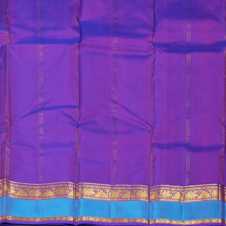 Hayagrivas Handloom Orangish-Pink Kanjivaram Silk Saree with Purple Border KBF206E1-57