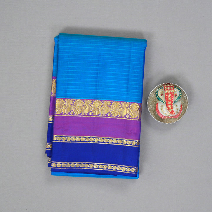 Hayagrivas Handloom MS Blue Kanjivaram Silk Saree with Royal Blue Border KBF206E1-59