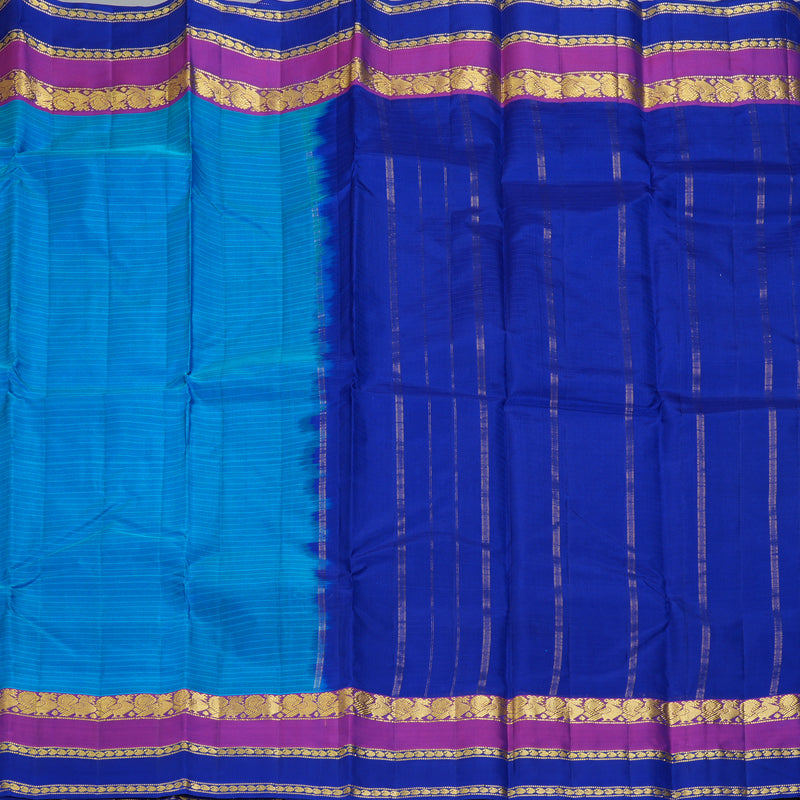 Hayagrivas Handloom MS Blue Kanjivaram Silk Saree with Royal Blue Border KBF206E1-59