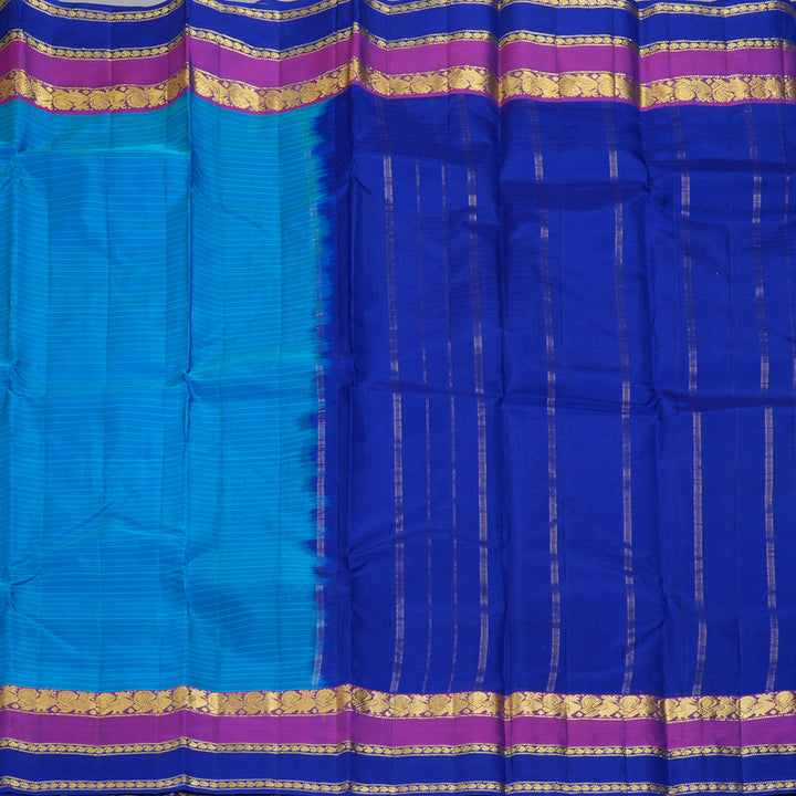 Hayagrivas Handloom MS Blue Kanjivaram Silk Saree with Royal Blue Border KBF206E1-59
