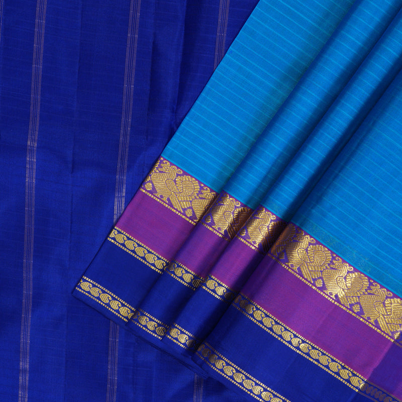 Hayagrivas Handloom MS Blue Kanjivaram Silk Saree with Royal Blue Border KBF206E1-59