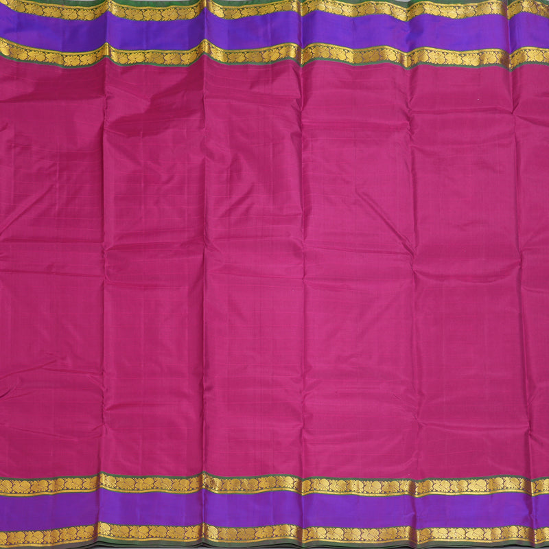 Hayagrivas Handloom Rani Pink Kanjivaram Silk Sarees with Purple Border KBF206E1-6