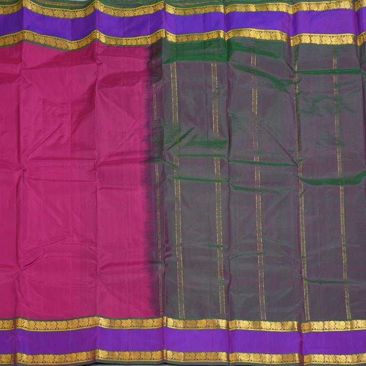 Hayagrivas Handloom Rani Pink Kanjivaram Silk Sarees with Purple Border KBF206E1-6