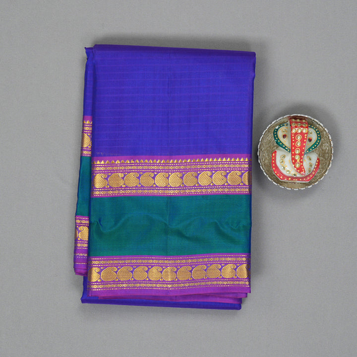Hayagrivas Handloom Purplish-Blue Kanjivaram Silk Saree KBF206E1-63