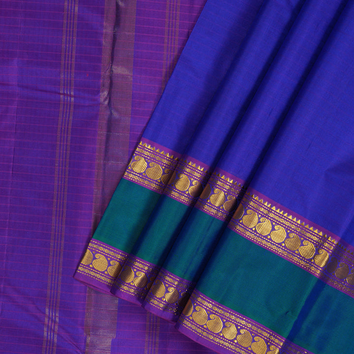 Hayagrivas Handloom Purplish-Blue Kanjivaram Silk Saree KBF206E1-63
