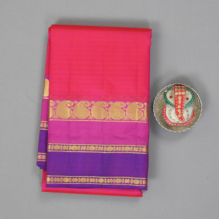 Hayagrivas Handloom Rani Pink Kanjivaram Silk Saree with Purple Border KBF206E1-69