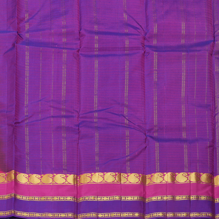 Hayagrivas Handloom Rani Pink Kanjivaram Silk Saree with Purple Border KBF206E1-69