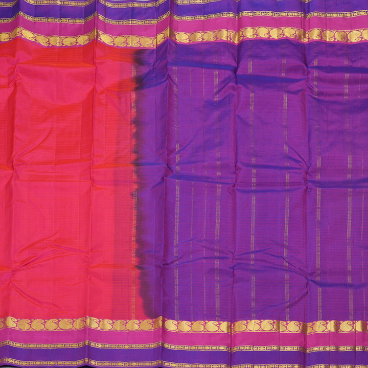 Hayagrivas Handloom Rani Pink Kanjivaram Silk Saree with Purple Border KBF206E1-69
