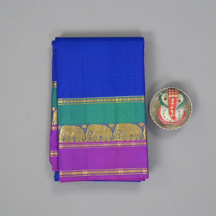 Hayagrivas Handloom Royal Blue Kanjivaram Silk Saree with Purple Border KBF206E1-70
