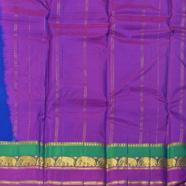 Hayagrivas Handloom Royal Blue Kanjivaram Silk Saree with Purple Border KBF206E1-70