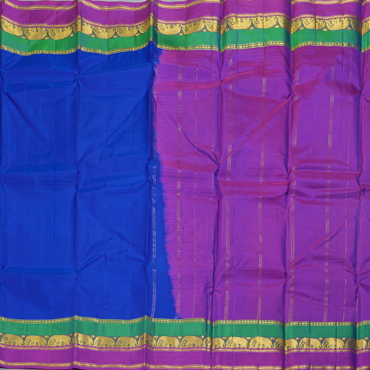 Hayagrivas Handloom Royal Blue Kanjivaram Silk Saree with Purple Border KBF206E1-70