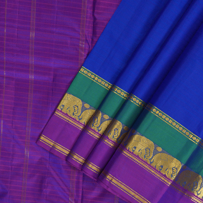Hayagrivas Handloom Royal Blue Kanjivaram Silk Saree with Purple Border KBF206E1-70