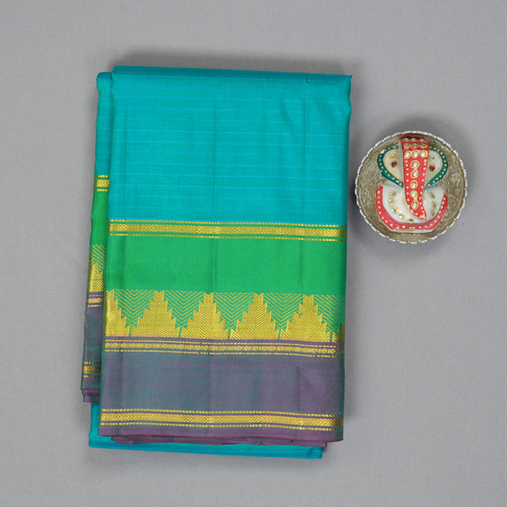 Hayagrivas Handloom Blue-Green Kanjivaram Silk Saree KBF206E1-71