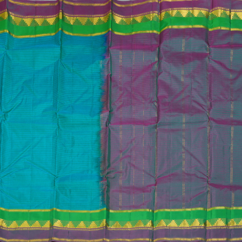 Hayagrivas Handloom Blue-Green Kanjivaram Silk Saree KBF206E1-71